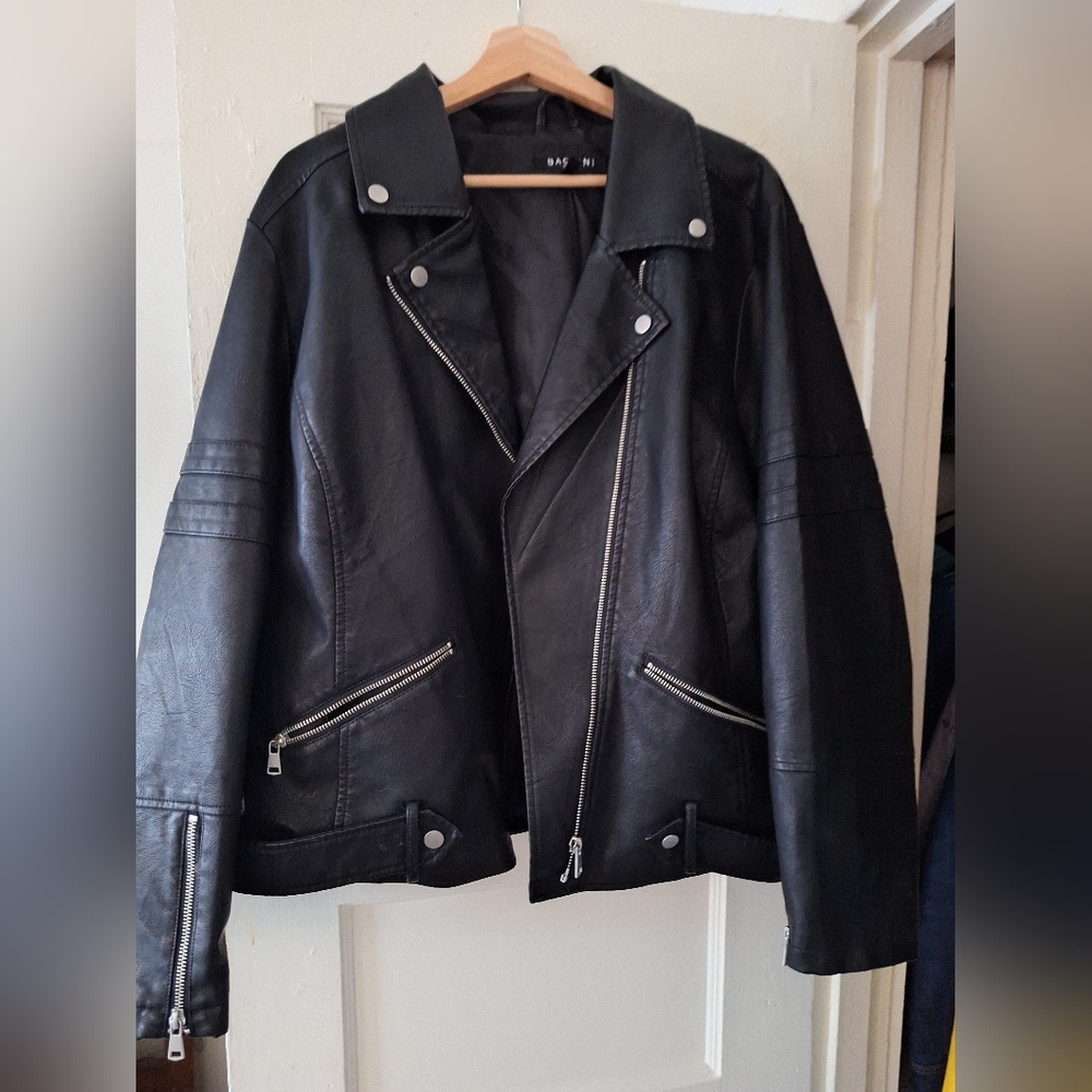Baccini Black Faux Leather Jacket